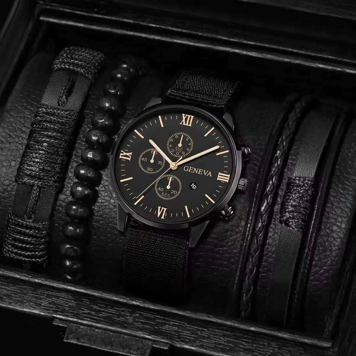Quartz Watch And Bracelet Set Nylon Band Casual Gift
