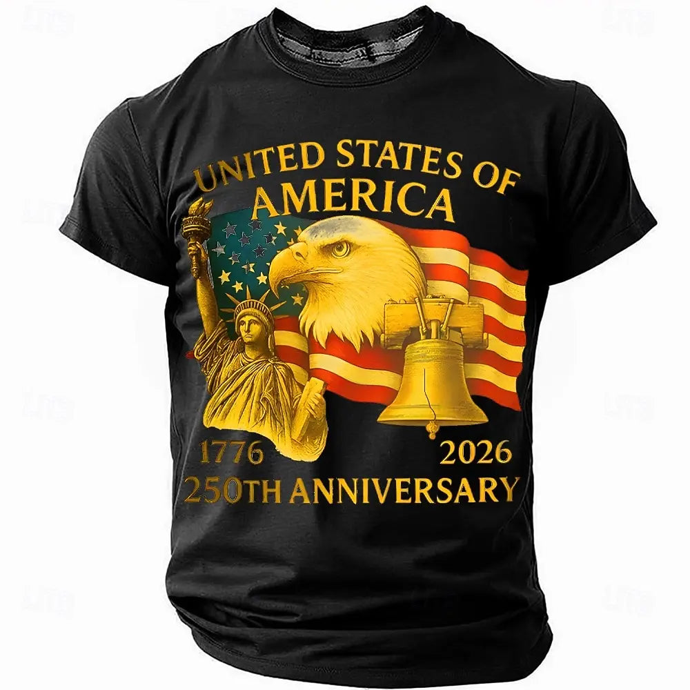 Soft unisex graphic tee - distressed flag print, 250-year design, durable cotton, casual everyday wear