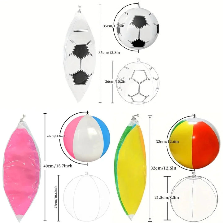 Inflatable Beach Ball 12/16 Rainbow Design for Summer Pool Parties, Water Games, and Outdoor Fun
