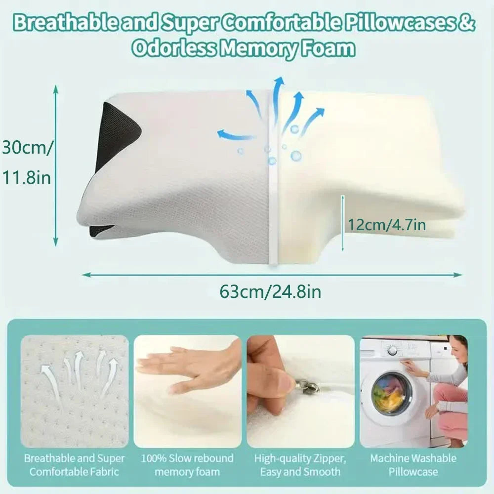 Memory Foam Cervical Neck Pillow Orthopaedic Slow Rebound Support for Sleep &amp; Relaxation