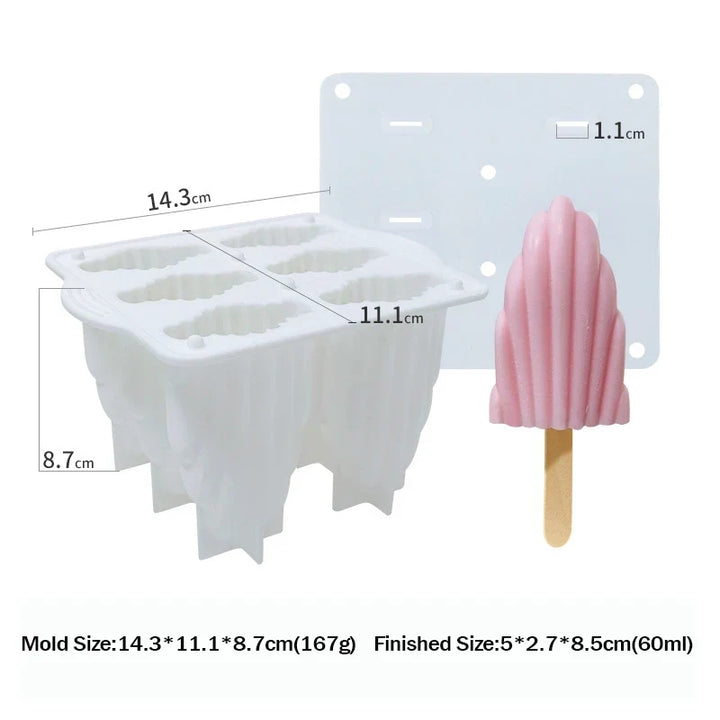 6-Hole Silicone Popsicle Molds for Homemade Ice Cream, Easy Release Ice Pop Maker with Cover and Sticks