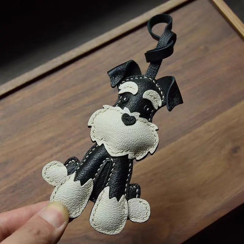 Leather Bag Charm No Face Keychain Black Cozy Cute Gift