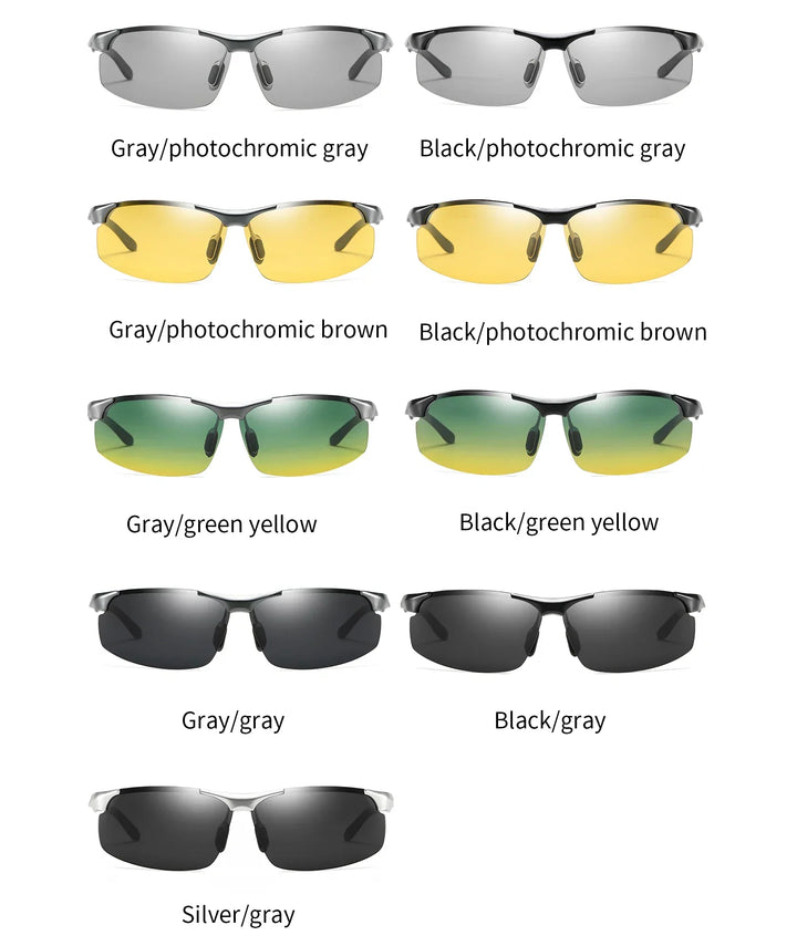 Sunglasses Photochromic Polarized UV400 Rimless Driving Glasses, Day Night Vision, Lightweight Frame VT2173