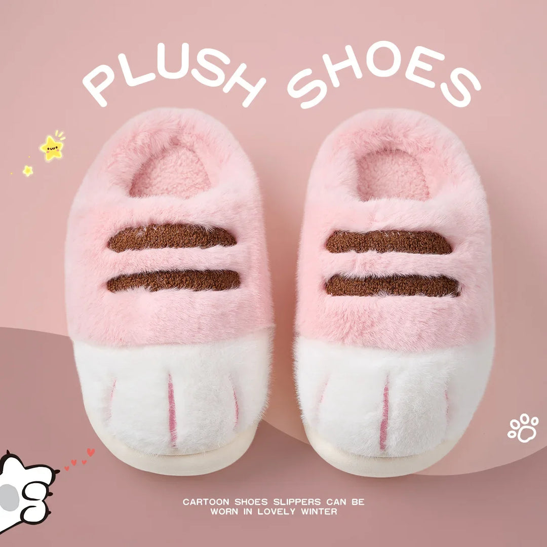 Soft Unisex Slippers For Kids - Cozy Cat Design, Plush Lining, Indoor Wear At Home