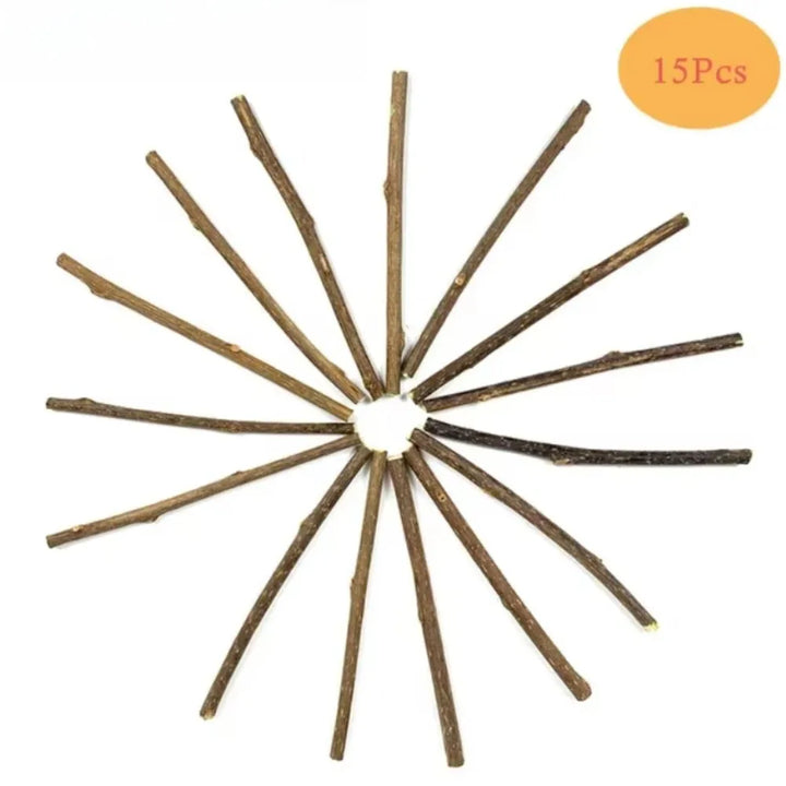 Natural Matatabi Cat Chew Sticks 15-Pack - Silvervine Catnip Dental Toy for Teeth Cleaning