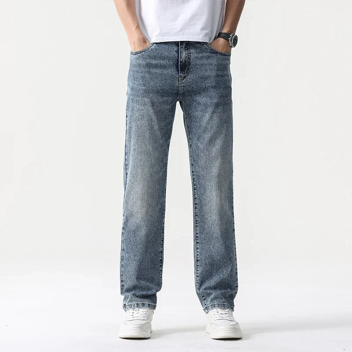 Oversized Men’s Wide Leg Jeans - Straight Lyocell, Casual