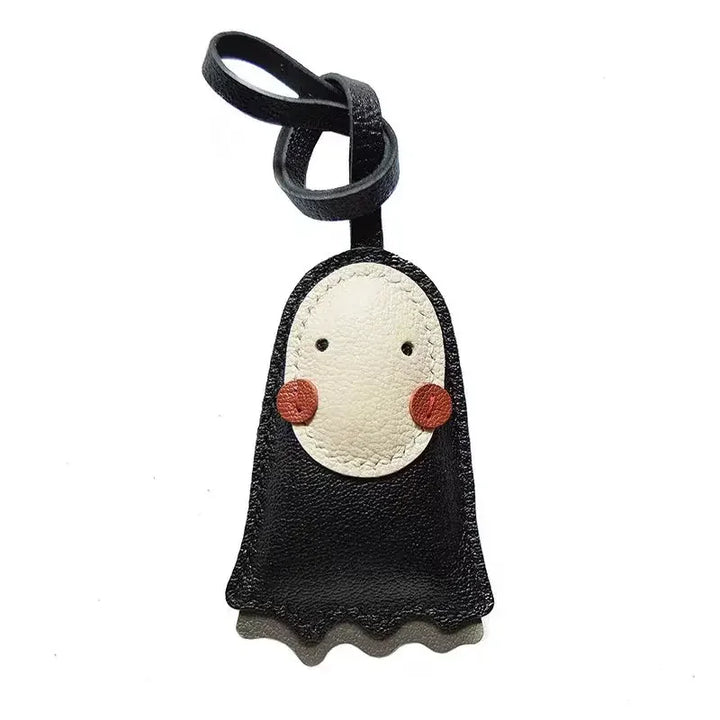 Leather Bag Charm No Face Keychain Black Cozy Cute Gift