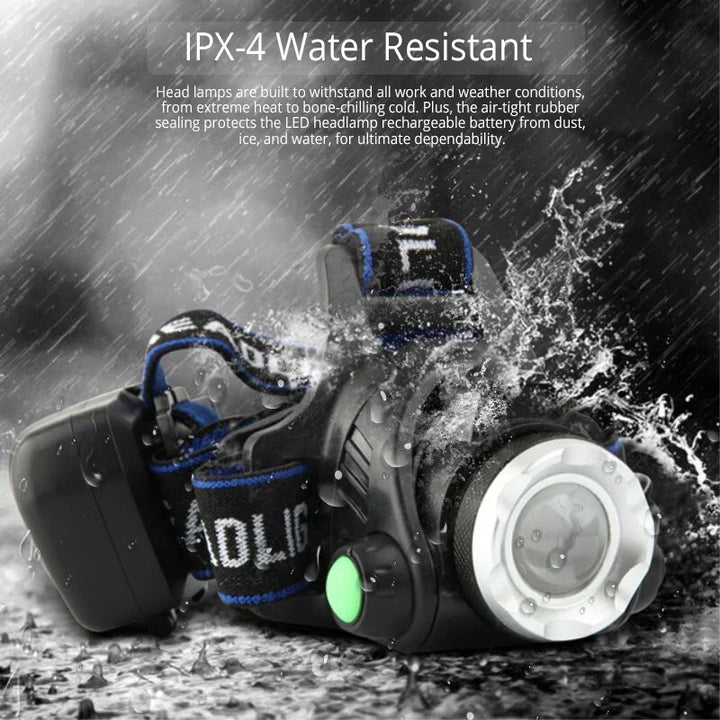 Powerful LED Induction Headlamp with Box - USB Rechargeable Waterproof 1000 Lumen Outdoor Torch