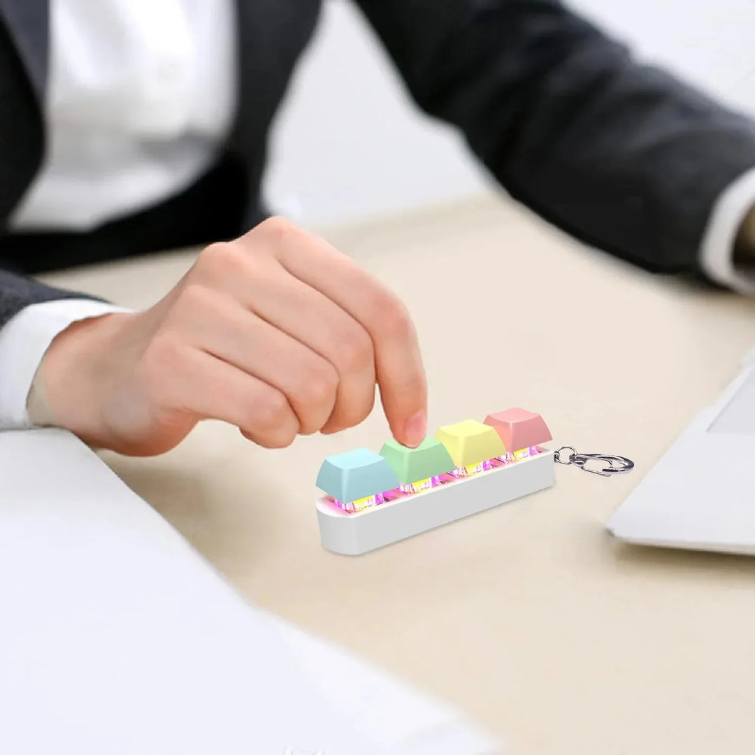 Keyboard Fidget Toy LED Keychain 4 In 1 Stress Relief
