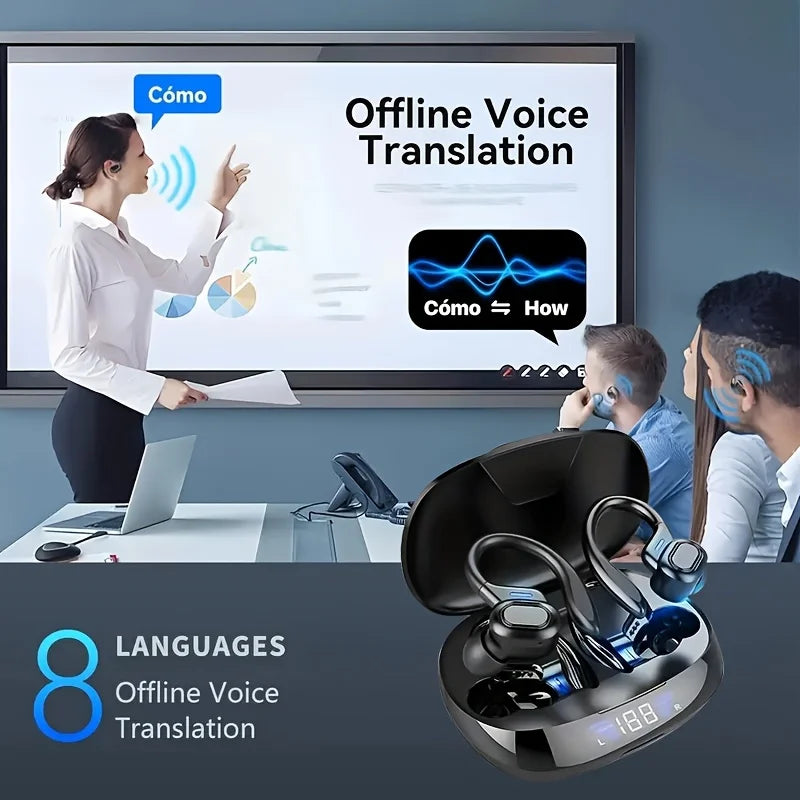 AI Translation Earphones Wireless Ear Hook Bluetooth
