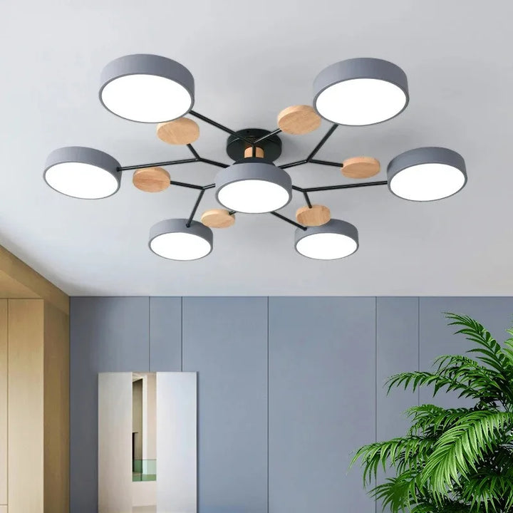 Ceiling Light LED Modern Fixture With Circular White Shades For Living Room
