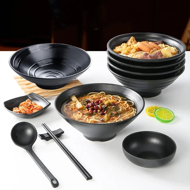 Ramen Bowl Black Plastic Japanese Style Noodle Bowl