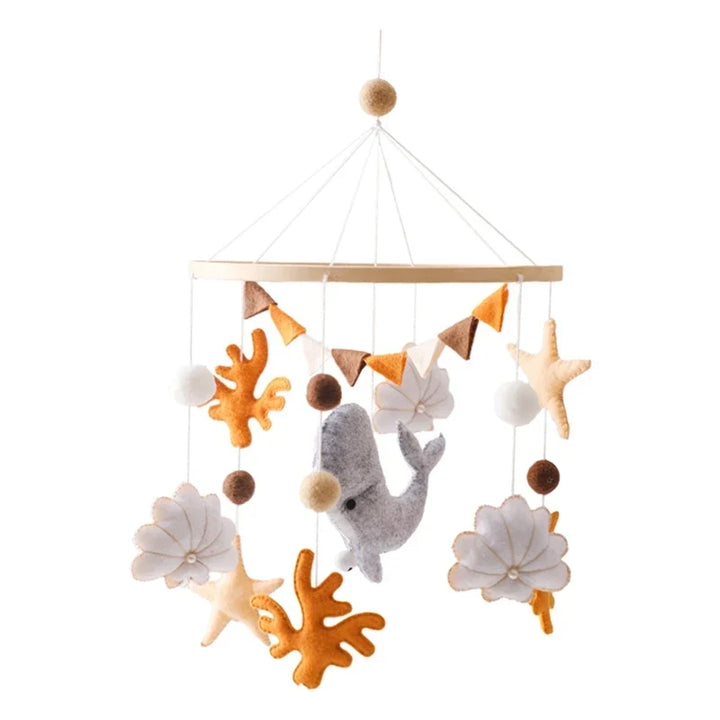 Wooden Crib Mobile Felt Bear Musical Newborn Sensory Toys