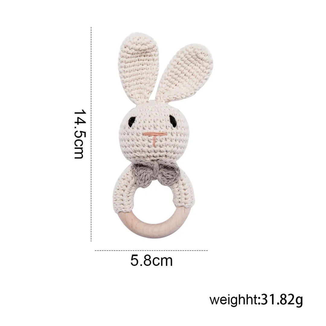 Baby Crochet Rattle Bunny Teether Newborn Sensory Toys