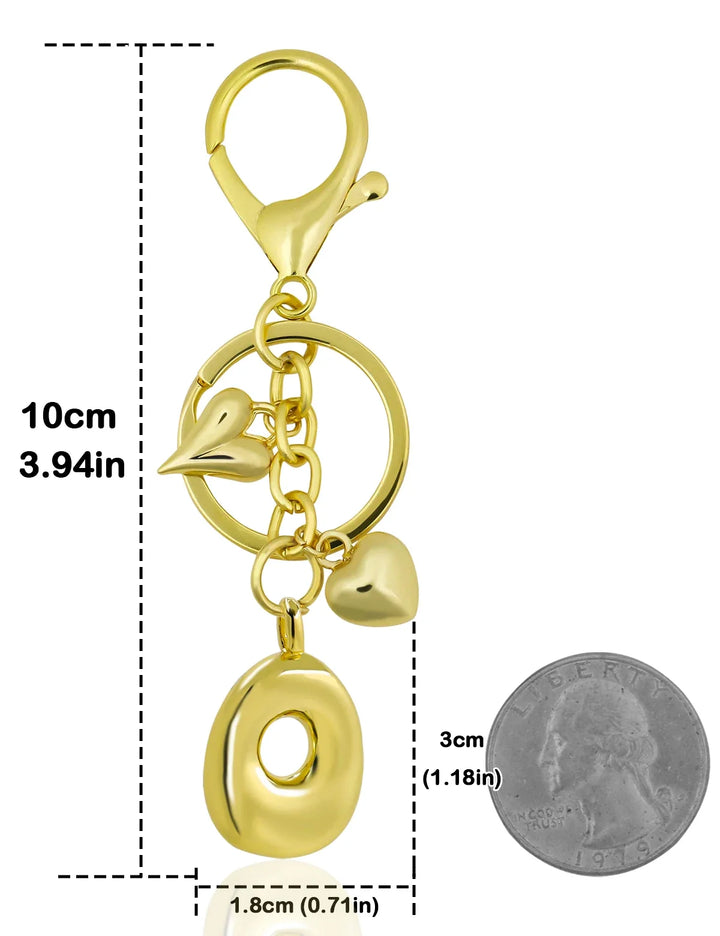 Personalized Keychain Gold Bubble Letter Bag Charm Gift