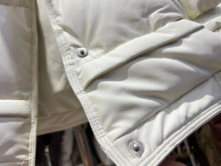 Warm Women’s Down Vest - Cropped Boxy, PU, Winter Layering