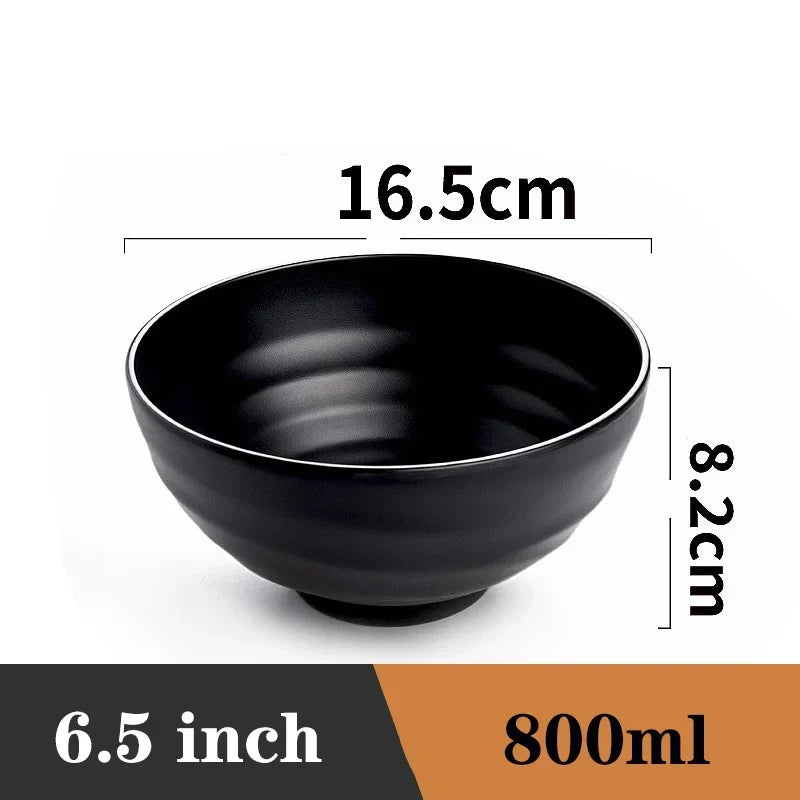 Ramen Bowl Black Plastic Japanese Style Noodle Bowl