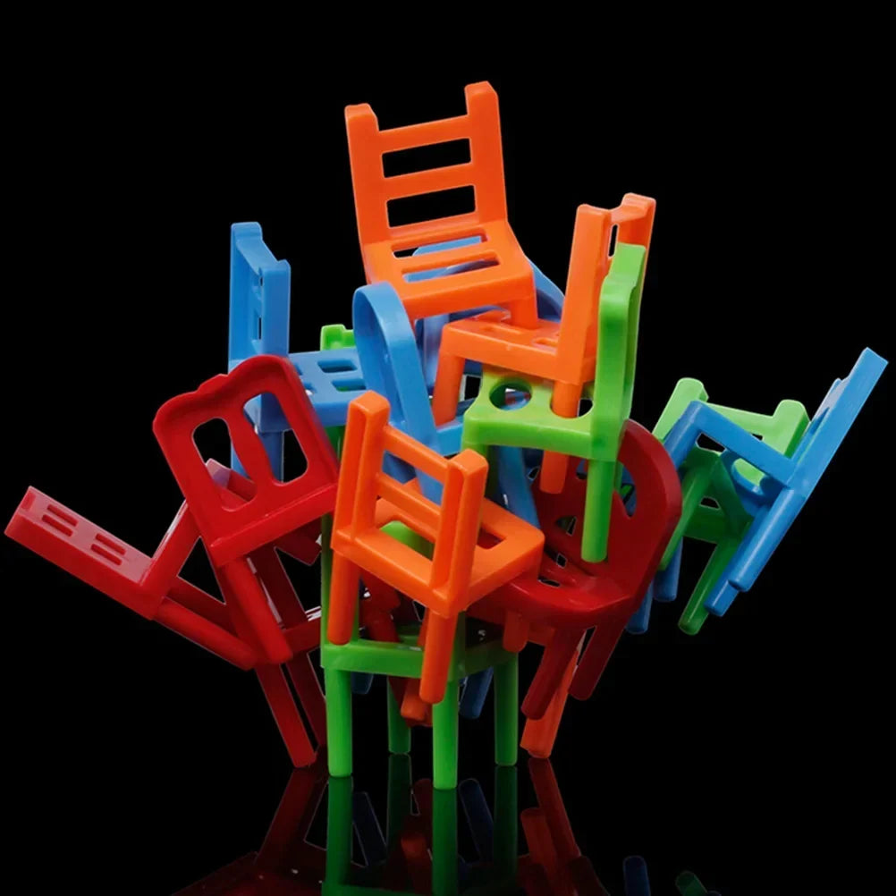 Educational Balance Chairs Game for Kids - colourful 18-Piece Toy Set, Eco-Friendly ABS Plastic, Fun Learning Activity