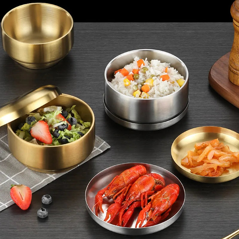 Stainless Steel Double Layer Rice Bowl With Lid Insulated