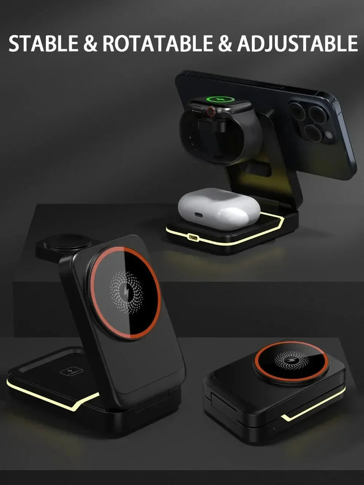 Foldable magnetic wireless charger – iPhone 12-16, Apple Watch, AirPods, USB-C, 15W 2026