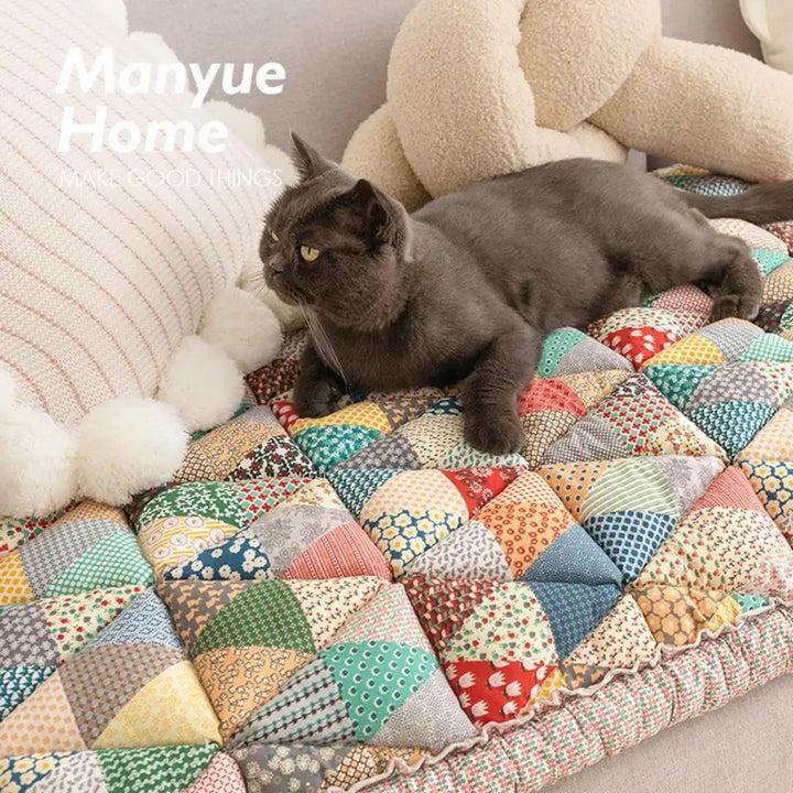Cotton Sofa Cover Bohemian Plush Non-Slip Thickened Floral Cushion Protection