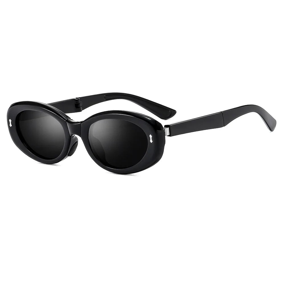 Sunglasses Folding Elliptical Frame Vintage Retro Eyewear Summer 2026 AntiReflective UV Protection