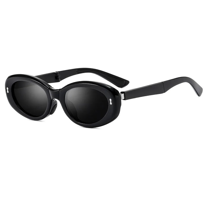 Sunglasses Folding Elliptical Frame Vintage Retro Eyewear Summer 2026 AntiReflective UV Protection