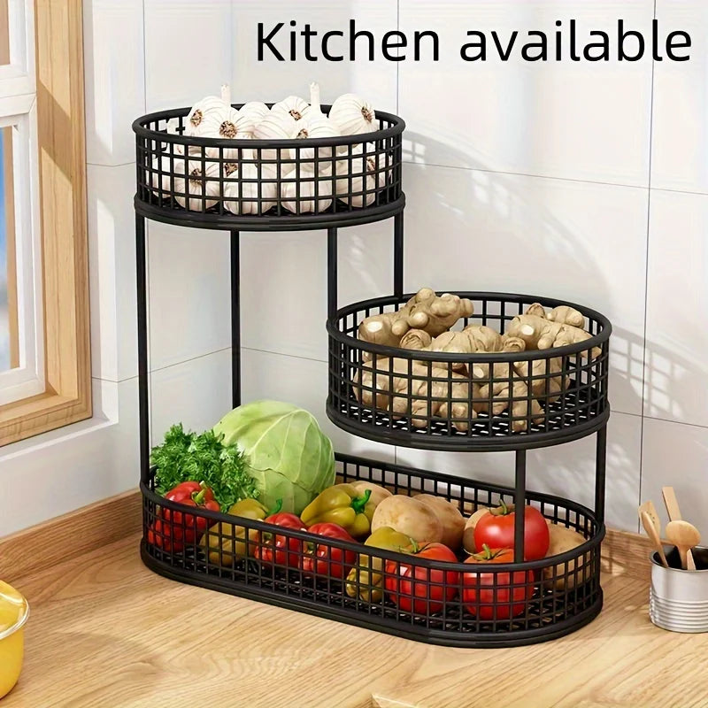 Fruit Basket Stand Three Tier Stainless Steel Mesh Organizer Fall 2026 Home Decor Space Saving