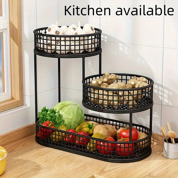 Fruit Basket Stand Three Tier Stainless Steel Mesh Organizer Fall 2026 Home Decor Space Saving