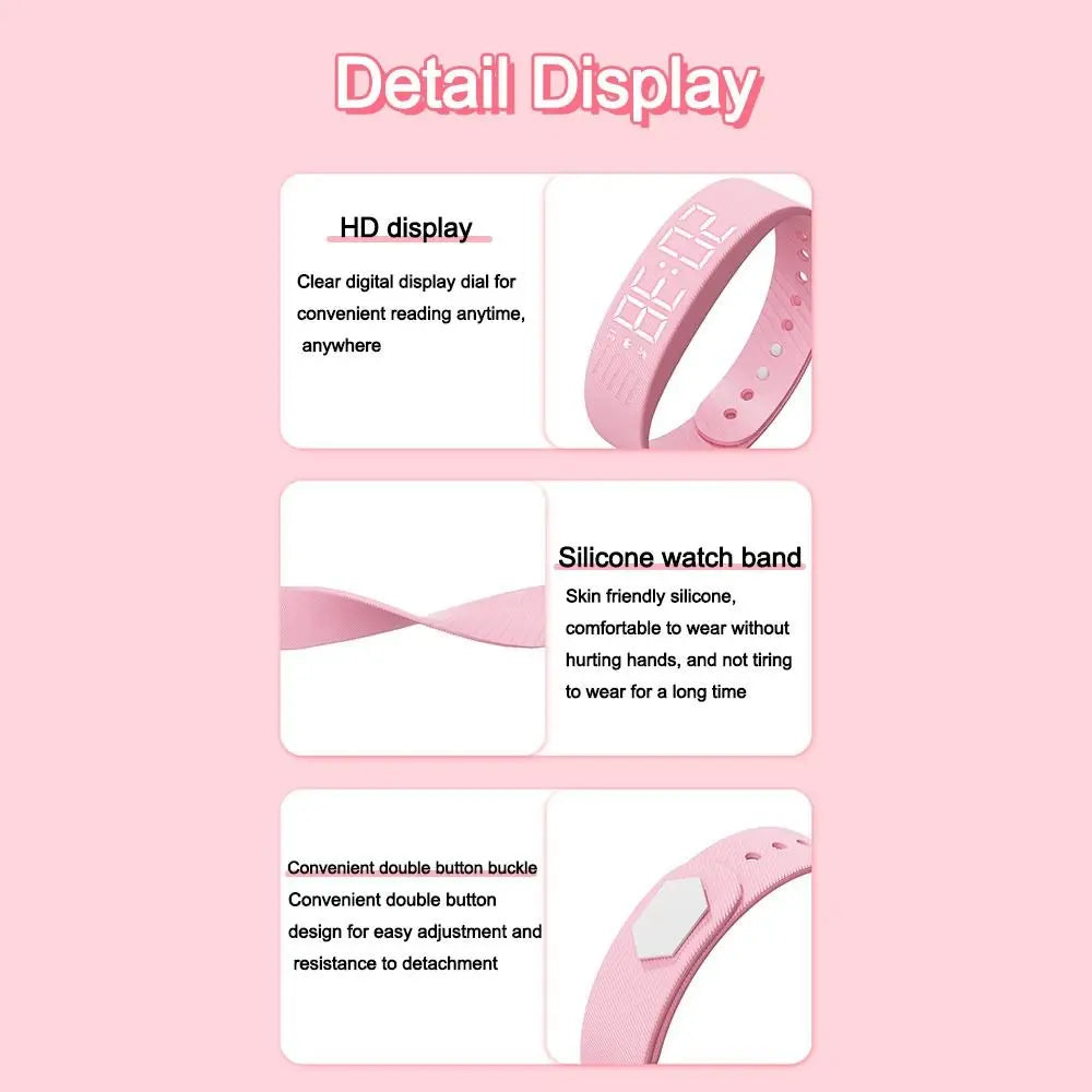 LED Digital Alarm Clock Bracelet Wristband Pedometer Waterproof Vibrating Alarm Summer 2026 Gift