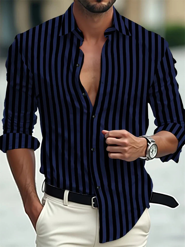Men’s Velvet Long Sleeve Shirt – Soft Touch Polyester Fabric, Tailored Fit