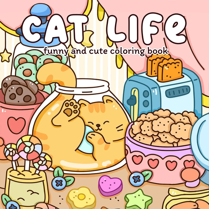 colouring Book Bold-Easy Patterns Cat Life Fall 2025 Gift Relaxation And Stress Relief