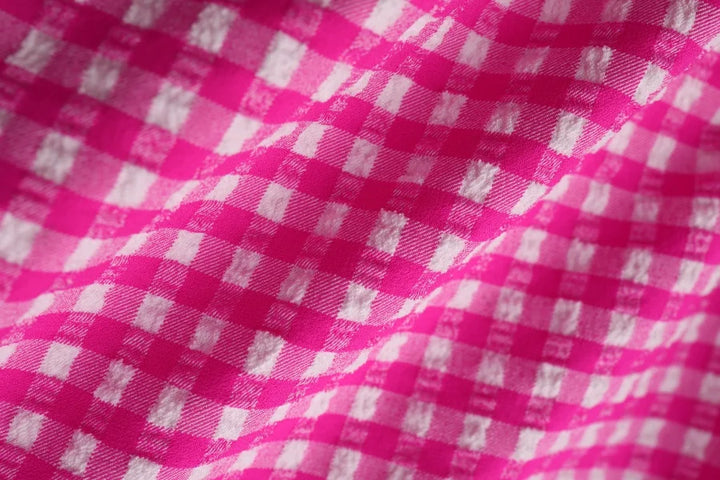 Quick-Dry Unisex Kids Swimsuit - One-Piece Gingham Plaid, Polyester, For Summer Vacation