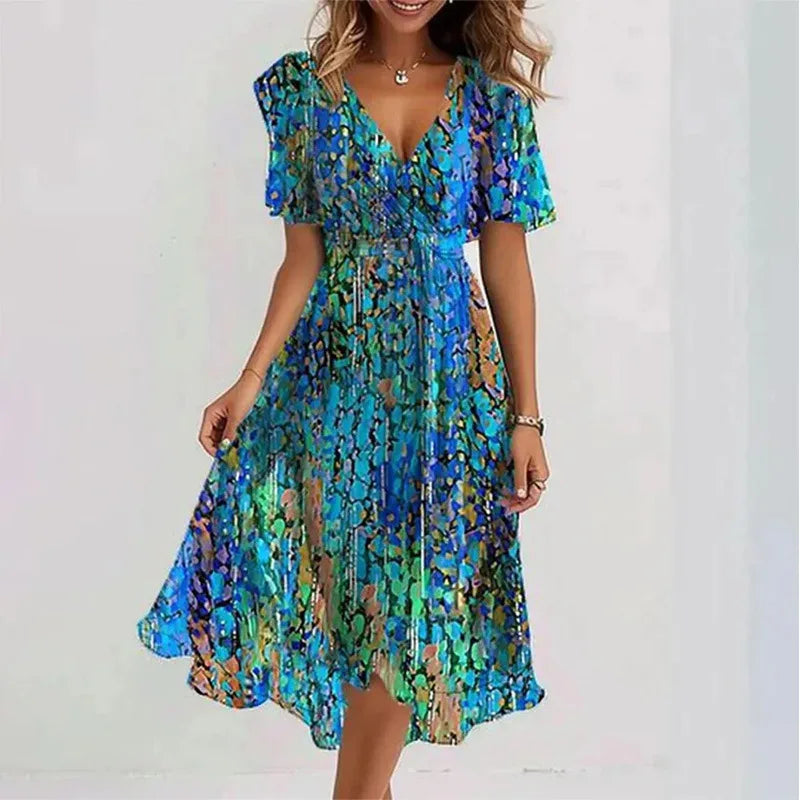 Sexy Deep V-neck Print Women&