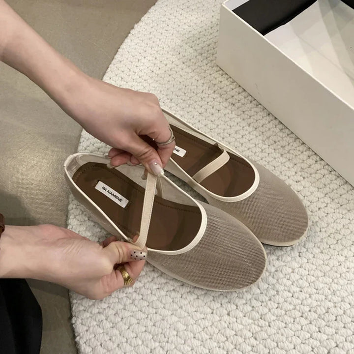 Lightweight Women’s Mary Jane Flats - Shallow Mesh, Casual