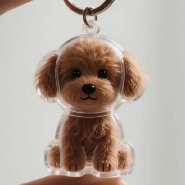 Dog Hair Keepsake Keychain Pendant Clear Resin Charm