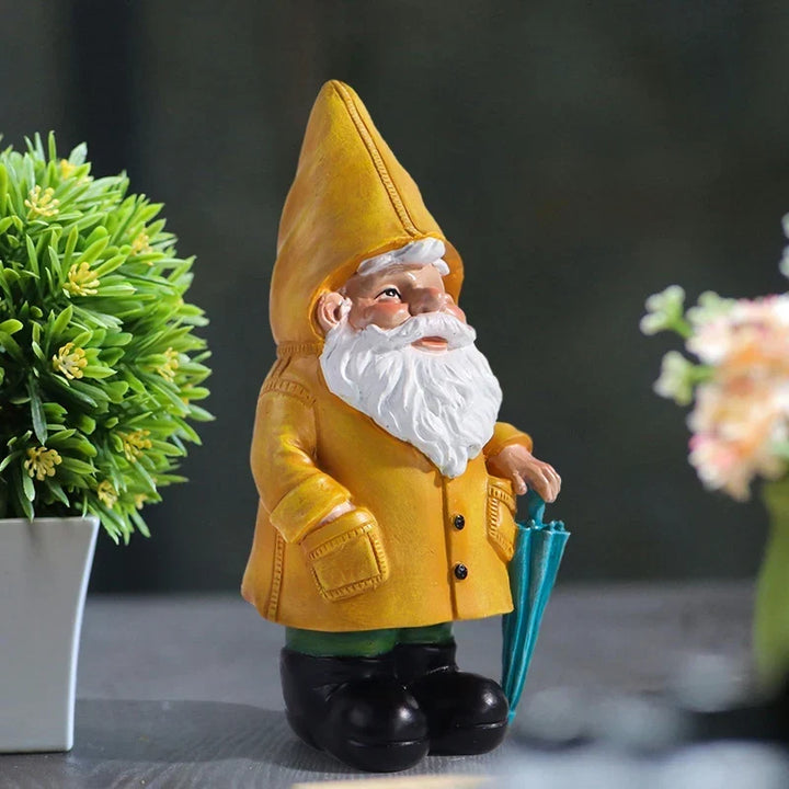 Garden Gnome Statue With Yellow Umbrella Outdoor Lawn Decor Resin Weatherproof Yard Ornament Fall 2026