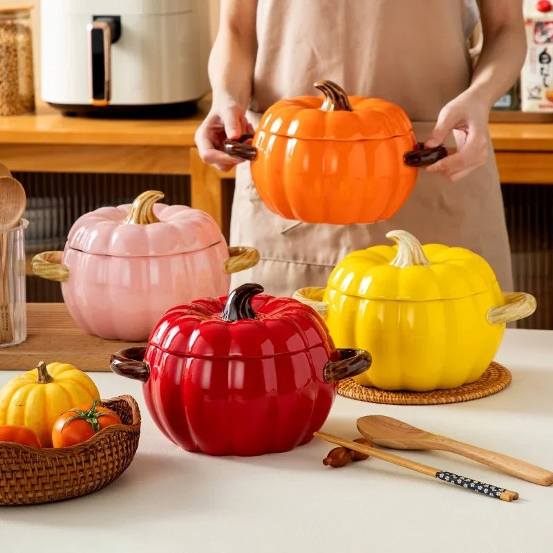 Pumpkin Soup Pot 1.4L Ceramic Bowl With Lid Halloween