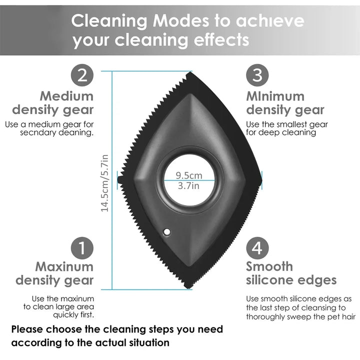 Reusable Pet Hair Remover Comb Brush for Dogs &amp; Cats - 4 Cleaning Modes, Multi-Surface Grooming Tool