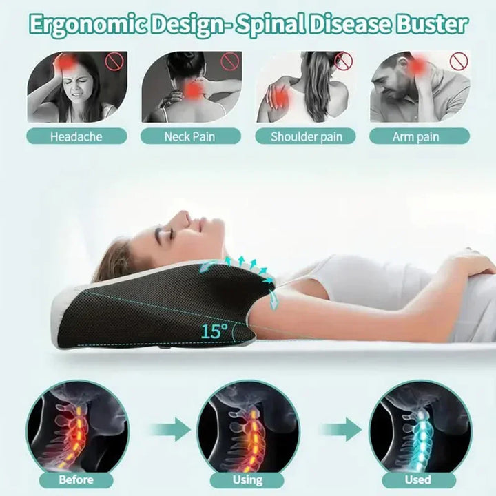 Memory Foam Cervical Neck Pillow Orthopaedic Slow Rebound Support for Sleep &amp; Relaxation