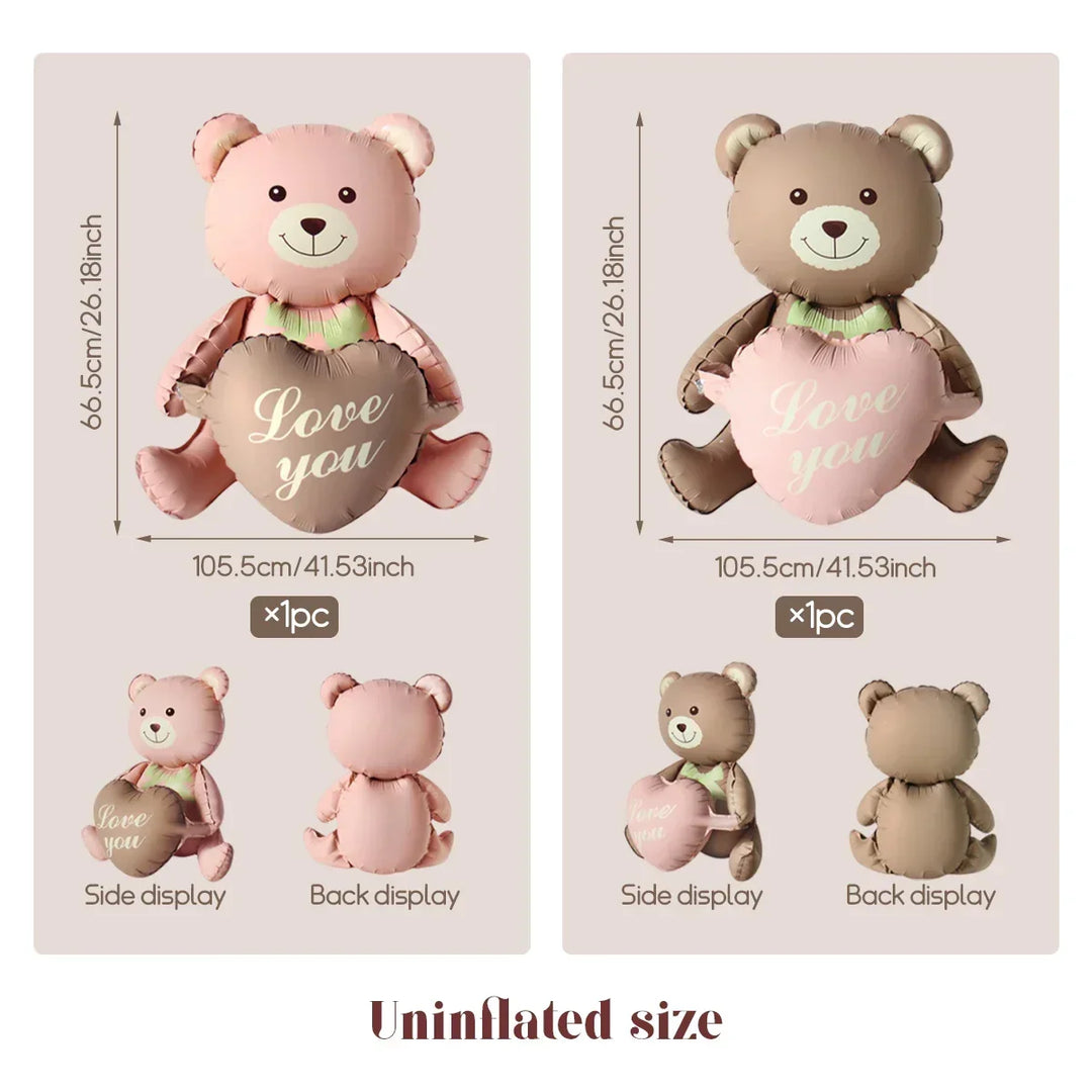 3D Bear Balloon Foil Lying Cartoon Heart Design Birthday Party And Valentine Decor 2026 Gift