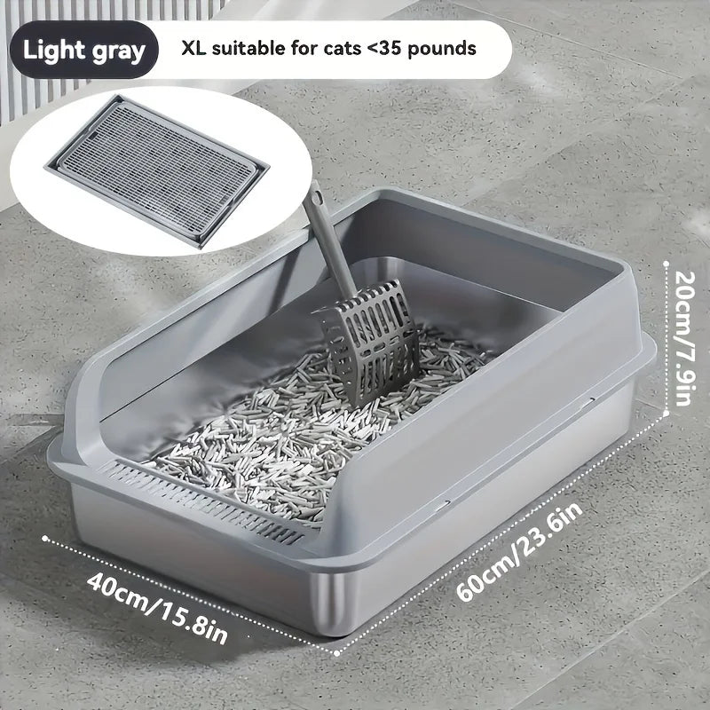KEMORELA Extra Large Stainless Steel Cat Litter Box – Semi-Enclosed Leak-Proof High-Sided with Mat 2026