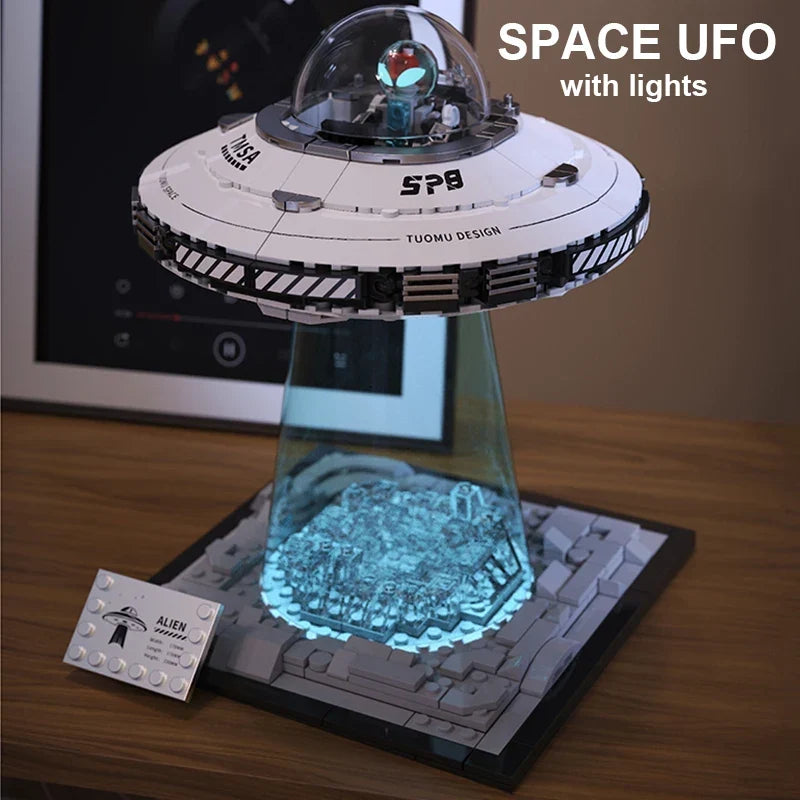 LED Light Up UFO Building Blocks Set 700 Piece Interlocking STEM Toy Summer 2026 Gift Idea
