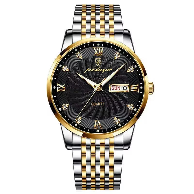Quartz Wristwatch Stainless Steel Luminous Date Week