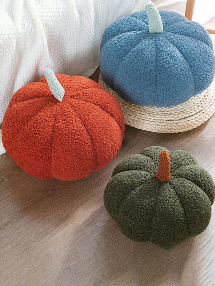 Plush Pumpkin Cushion – Cozy Sherpa &amp; Boucle Throw Pillow for Fall &amp; Halloween Home Decor, Ideal Gift for Kids and Babies