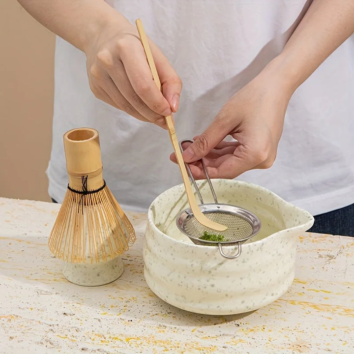 Matcha Set Spotted Green Ceramic 5Pc Japanese Tea Gift