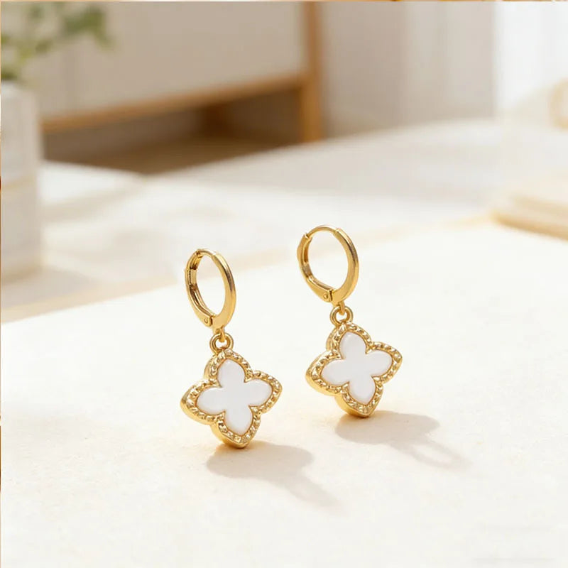 Earrings Four Leaf Clover Pendant Dangle Jewelry Gift Idea Spring 2026 Trendy Party Accessory
