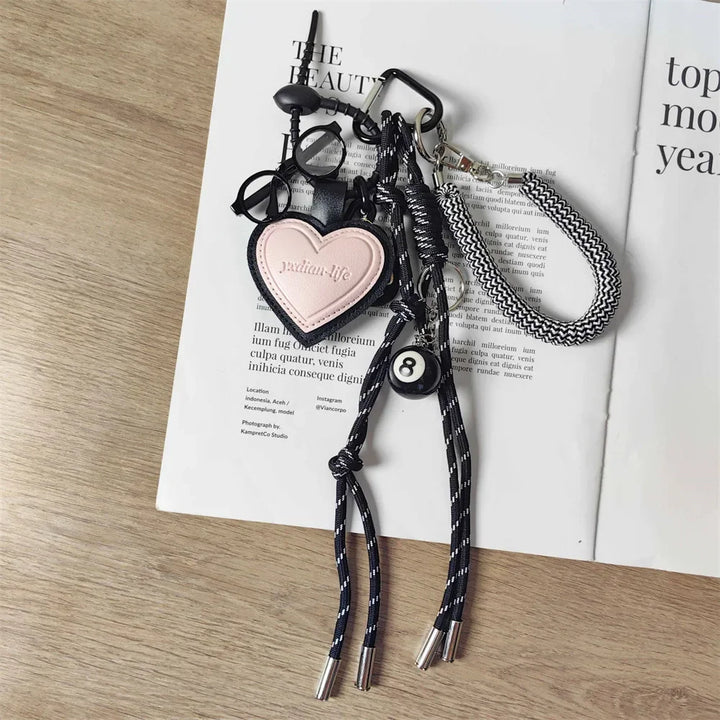 Braid Rope Bag Charm Leather Dachshund Keychain Aesthetic