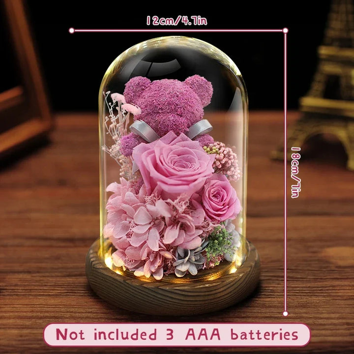 Eternal Preserved Rose Gift Box with Teddy Bear – A Thoughtful Valentine&