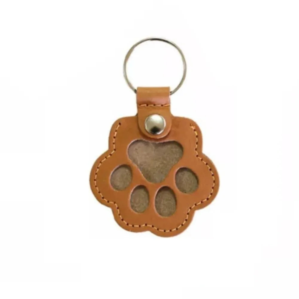Pet Hair Keychain Paw Pendant PU Leather Hair Holder